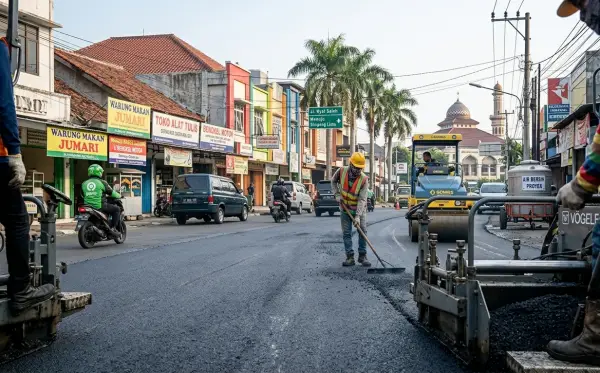 jasa aspal jalan di semarang pada siang hari