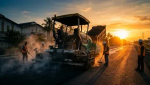 jasa aspal semarang mengerjakan proyek pada sore hari agar malam bisa digunakan