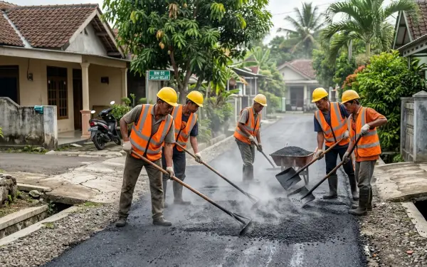 jasa aspal jalan surabaya melakukan pekerjaan di tengah kampung