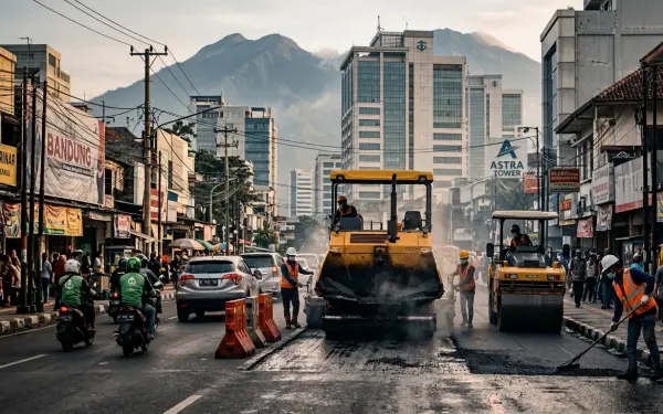 jasa pengaspalan bandung mengerjakan proyek di tengah kota
