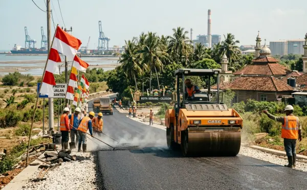 jasa pengaspalan banten mengerjakan proyek pinggir pantai
