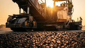 jasa pemborong aspal melakukan pekerjaan di sore hari
