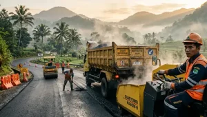 jasa perbaikan jalan Aspalindomengerjakan proyek jalan desa
