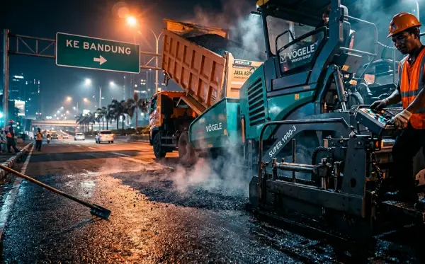 jasa pengaspalan jalan karawang di malam hari