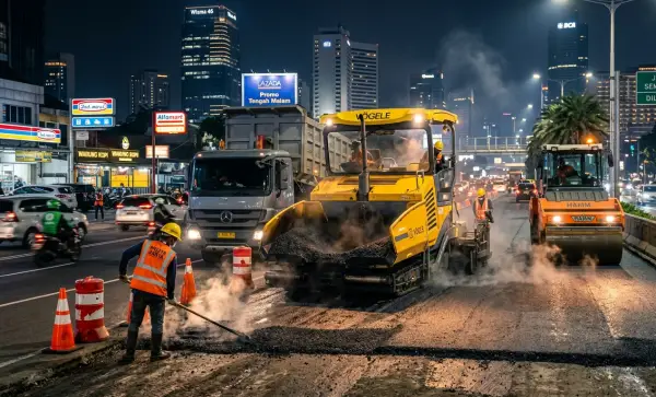 jasa aspal jalan pandeglang pada malam hari