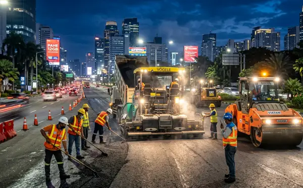 jasa aspal jalan rangkasbitung mengerjakan pada malam hari