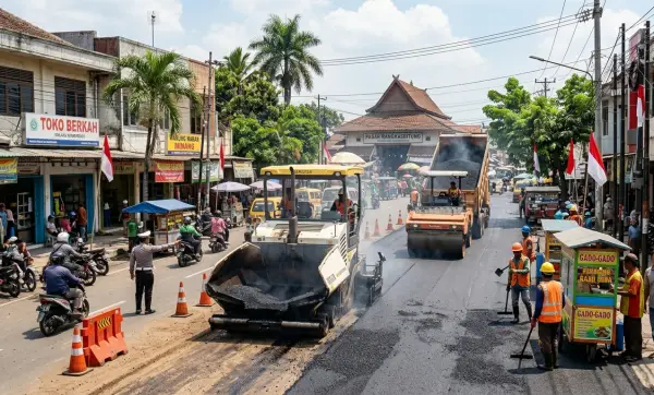jasa aspal jalan rangkasbitung mengerjakan ditengah kota