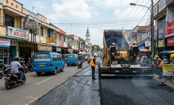 jasa aspal jalan rangkasbitung mengerjakan di tengah kota