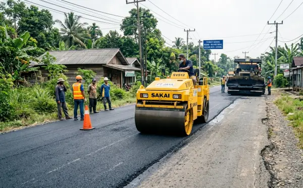 jasa aspal jalan serang melakukan pekerjaan di jalan pedesaan