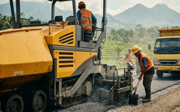 jasa pengaspalan cikarang mengerjakan proyek penghubung desa di cikarang
