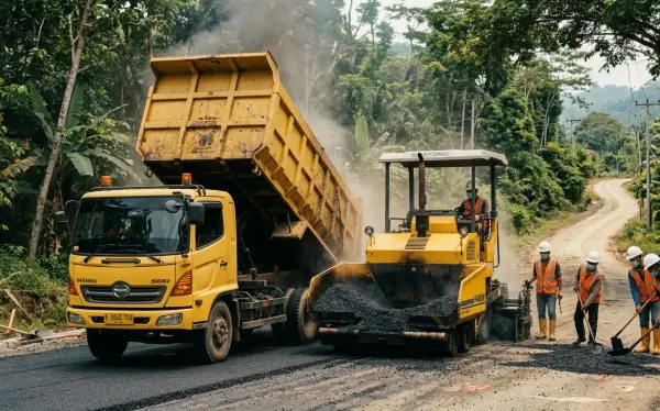 jasa pengaspalan cikarang sedang memproses aspal hotmix