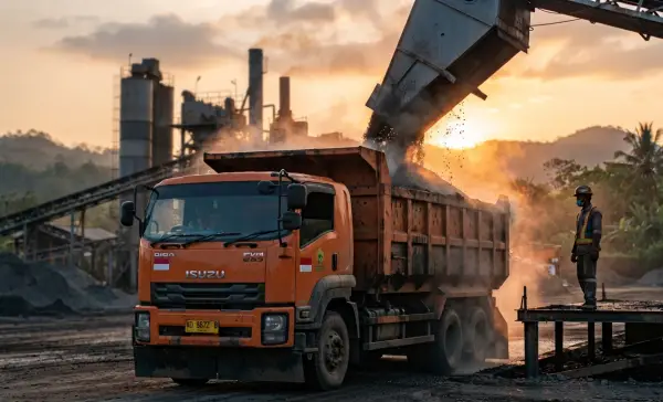 pabrik AMP karawang saat loading aspal berkualitas baik