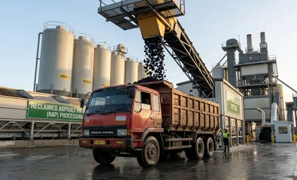 pabrik AMP sukabumi sedang loading aspal baru berkualitas