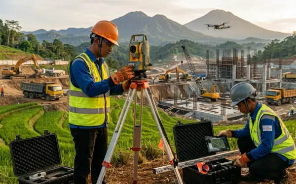 jasa survey topografi majalengka mengerjakan di proyek pedesaan