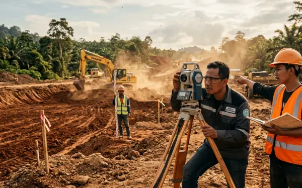 jasa survey topografi karawang saat mengerjakan di proyek pemerintah