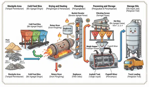 pabrik asphalt mixing plant diagram komponen