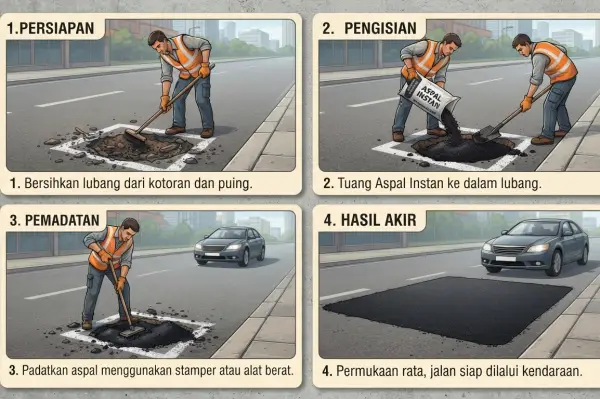 infografis aspal instan coldmix yang kuat dan tahan lama